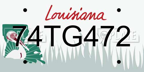 74TG472 Louisiana License Plate