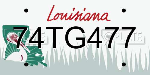 74TG477 Louisiana License Plate