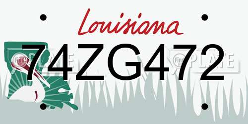 74ZG472 Louisiana License Plate
