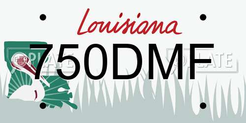 750DMF Louisiana License Plate