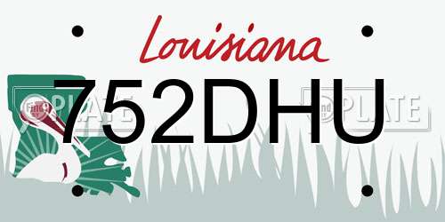 752DHU Louisiana License Plate