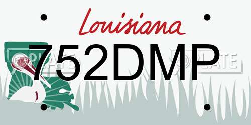 752DMP Louisiana License Plate