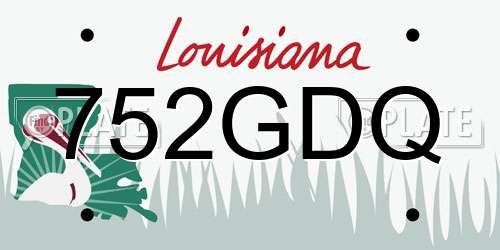 752GDQ Louisiana License Plate