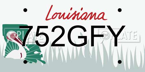 752GFY Louisiana License Plate