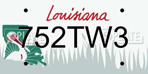 752TW3 Louisiana License Plate