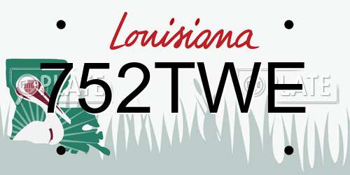 752TWE Louisiana License Plate