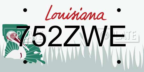 752ZWE Louisiana License Plate
