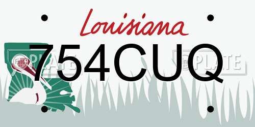 754CUQ Louisiana License Plate
