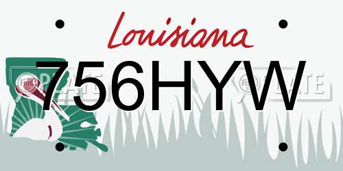 756HYW Louisiana License Plate