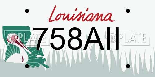 758AII Louisiana License Plate