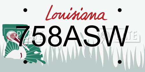 758ASW Louisiana License Plate