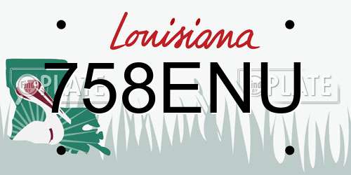 758ENU Louisiana License Plate