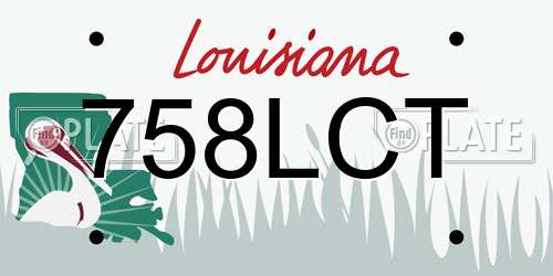 758LCT Louisiana License Plate
