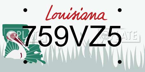 759VZ5 Louisiana License Plate