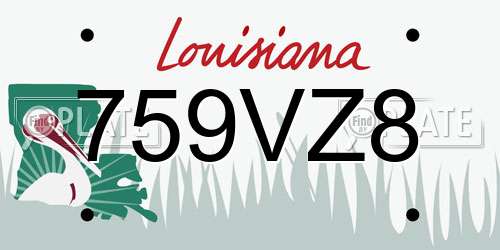 759VZ8 Louisiana License Plate