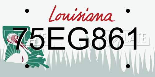 75EG861 Louisiana License Plate