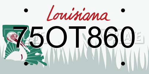 75OT860 Louisiana License Plate