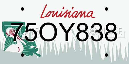75OY838 Louisiana License Plate