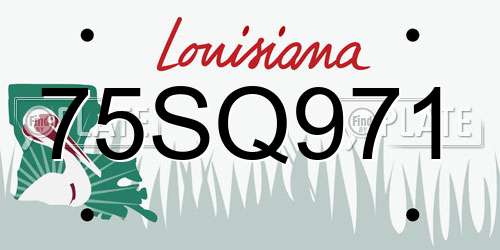 75SQ971 Louisiana License Plate