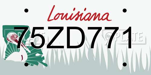 75ZD771 Louisiana License Plate