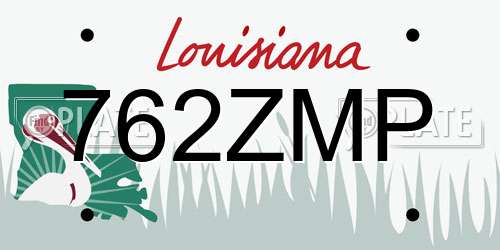 762ZMP Louisiana License Plate