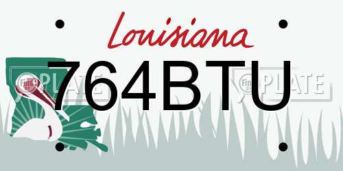 764BTU Louisiana License Plate