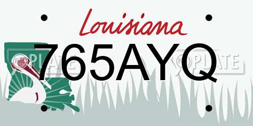 765AYQ Louisiana License Plate