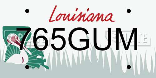 765GUM Louisiana License Plate