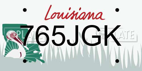 765JGK Louisiana License Plate