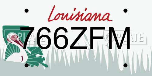 766ZFM Louisiana License Plate