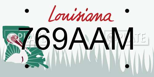 769AAM Louisiana License Plate