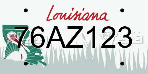76AZ123 Louisiana License Plate