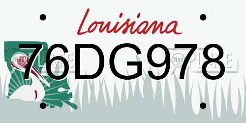 76DG978 Louisiana License Plate