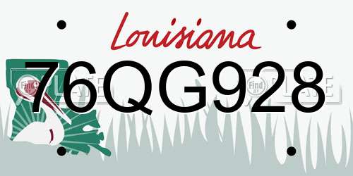 76QG928 Louisiana License Plate