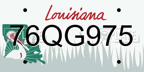 76QG975 Louisiana License Plate