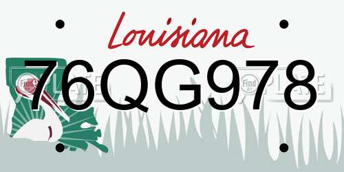76QG978 Louisiana License Plate