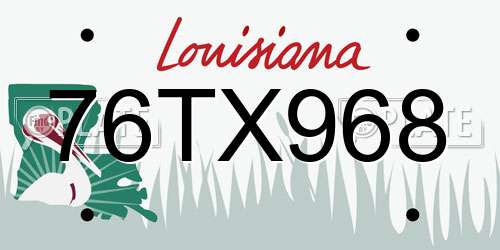 76TX968 Louisiana License Plate