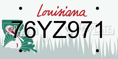 76YZ971 Louisiana License Plate