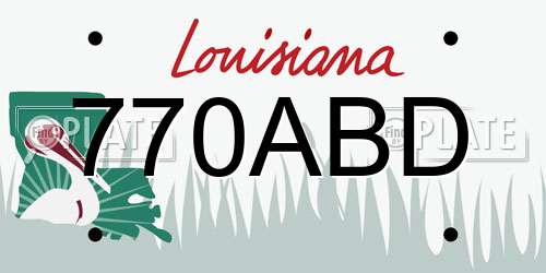 770ABD Louisiana License Plate