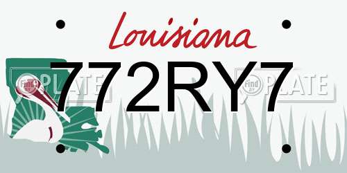 772RY7 Louisiana License Plate