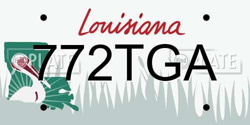 772TGA Louisiana License Plate