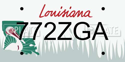 772ZGA Louisiana License Plate