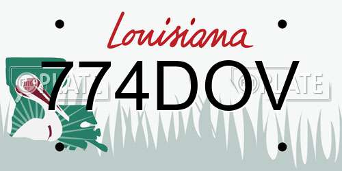 774DOV Louisiana License Plate