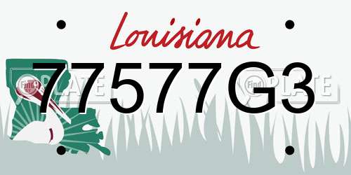 77577G3 Louisiana License Plate