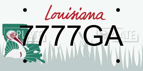 7777GA Louisiana License Plate