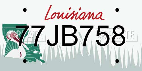 77JB758 Louisiana License Plate