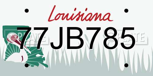 77JB785 Louisiana License Plate