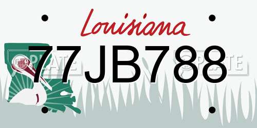 77JB788 Louisiana License Plate