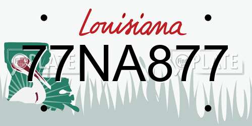 77NA877 Louisiana License Plate