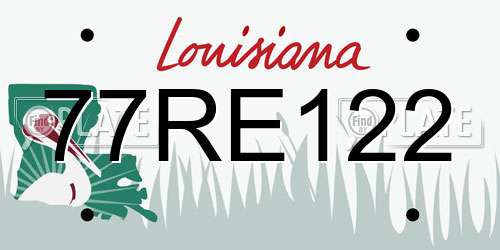77RE122 Louisiana License Plate